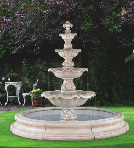 Four Tier Renaissance Fountain in Large Pool